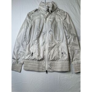 Markage Cream Lightweight Windbreaker Hooded Long Sleeve Jacket Size Small